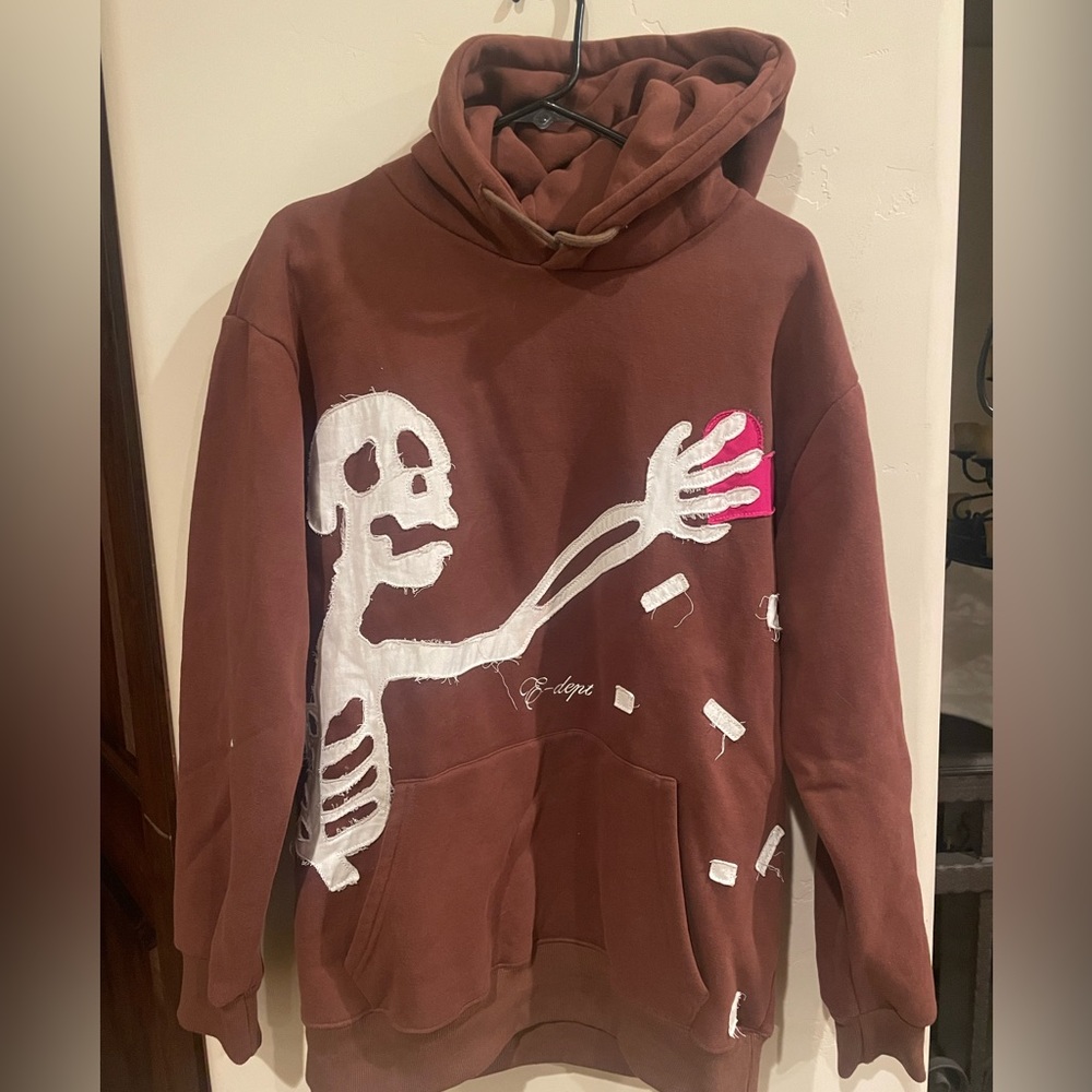 Skeleton Heart Y2K Hoodie (Size L)